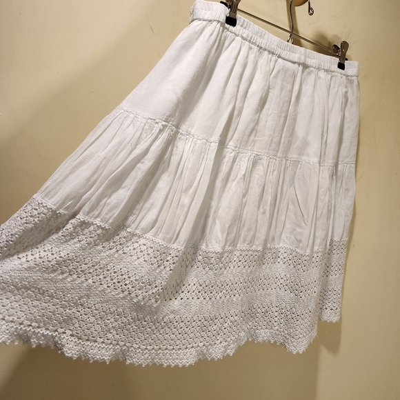 Metrowear Women's White Cotton Elastic Waist Skirt size L - Picture 8 of 10